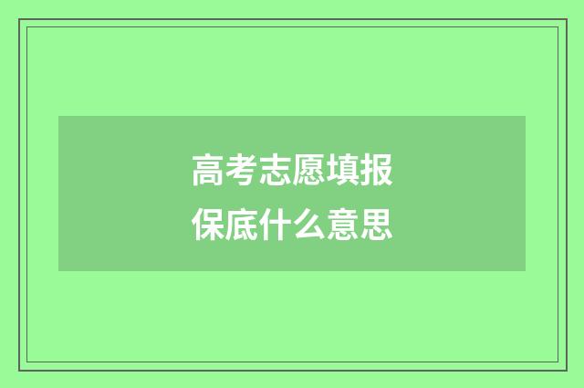 高考志愿填报保底什么意思