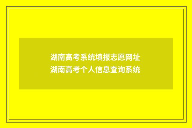 湖南高考系统填报志愿网址 湖南高考个人信息查询系统