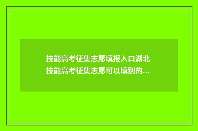 技能高考征集志愿填报入口湖北 技能高考征集志愿可以填别的专业吗