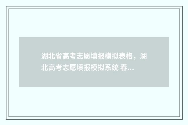 湖北省高考志愿填报模拟表格，湖北高考志愿填报模拟系统 春季高考志愿