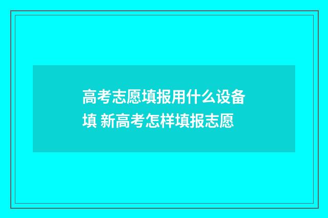 高考志愿填报用什么设备填 新高考怎样填报志愿