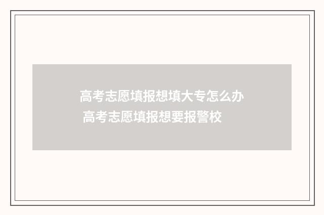 高考志愿填报想填大专怎么办 高考志愿填报想要报警校