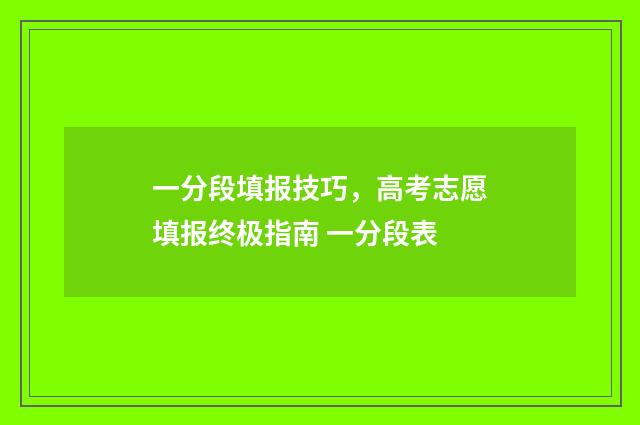 一分段填报技巧，高考志愿填报终极指南 一分段表