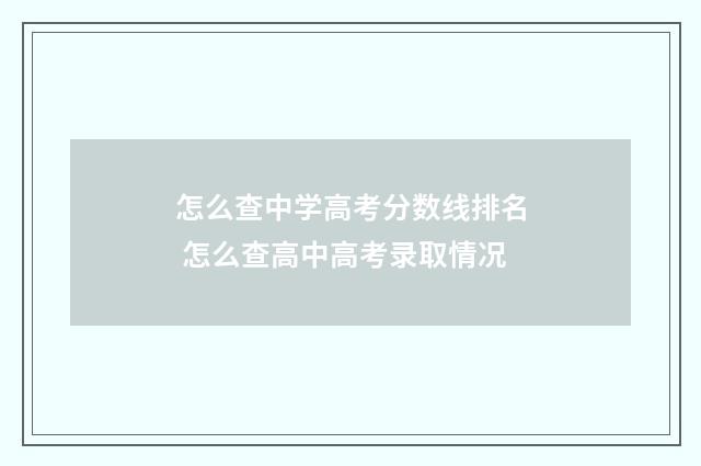 怎么查中学高考分数线排名 怎么查高中高考录取情况