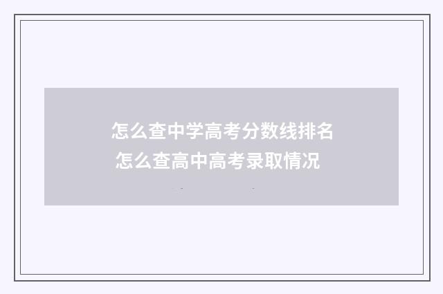 怎么查中学高考分数线排名 怎么查高中高考录取情况