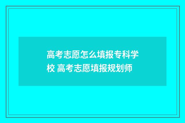 高考志愿怎么填报专科学校 高考志愿填报规划师