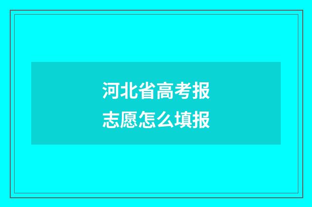 河北省高考报志愿怎么填报