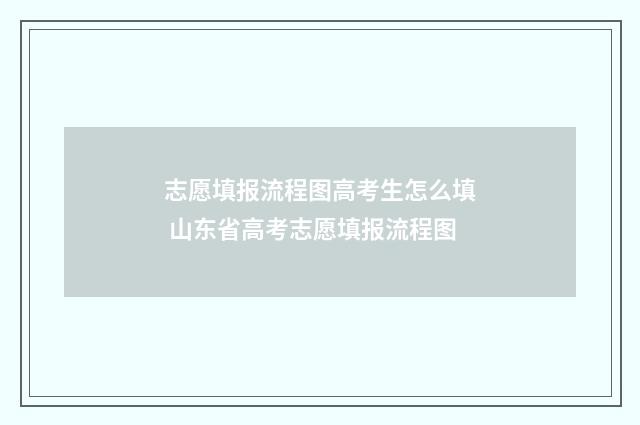 志愿填报流程图高考生怎么填 山东省高考志愿填报流程图