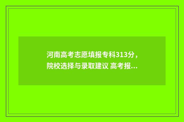 河南高考志愿填报专科313分，院校选择与录取建议 高考报志愿