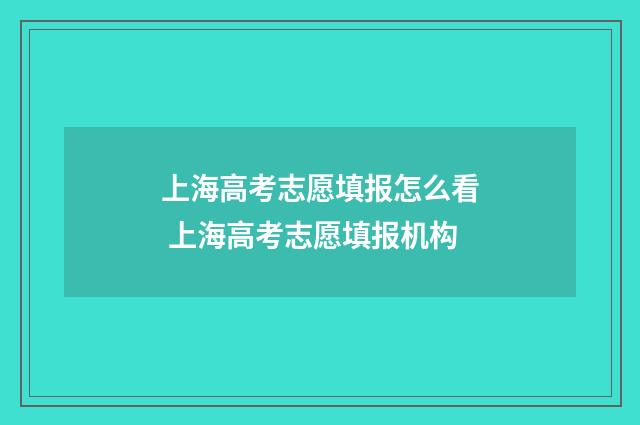 上海高考志愿填报怎么看 上海高考志愿填报机构