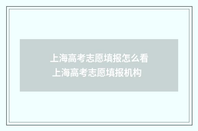 上海高考志愿填报怎么看 上海高考志愿填报机构