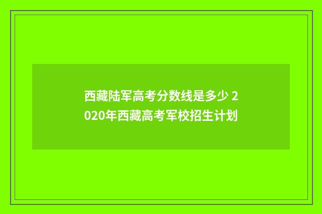 西藏陆军高考分数线是多少 2020年西藏高考军校招生计划