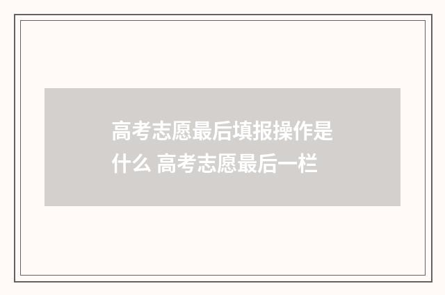 高考志愿最后填报操作是什么 高考志愿最后一栏