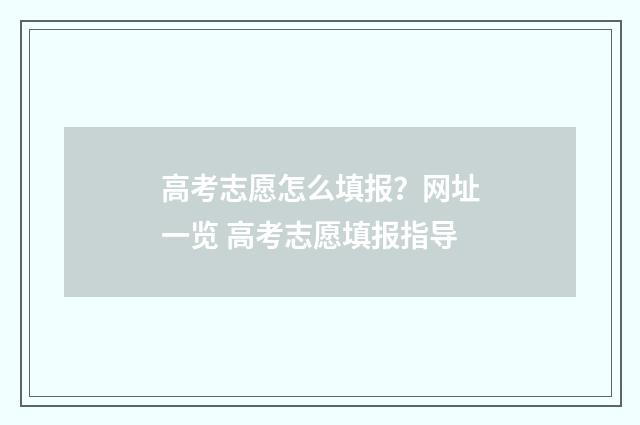 高考志愿怎么填报？网址一览 高考志愿填报指导