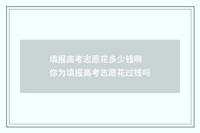 填报高考志愿花多少钱啊 你为填报高考志愿花过钱吗