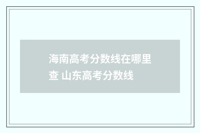 海南高考分数线在哪里查 山东高考分数线