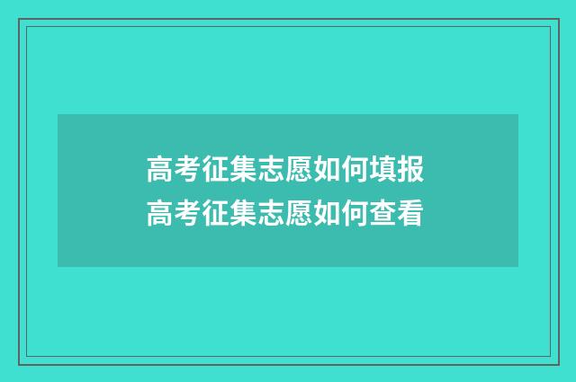 高考征集志愿如何填报 高考征集志愿如何查看