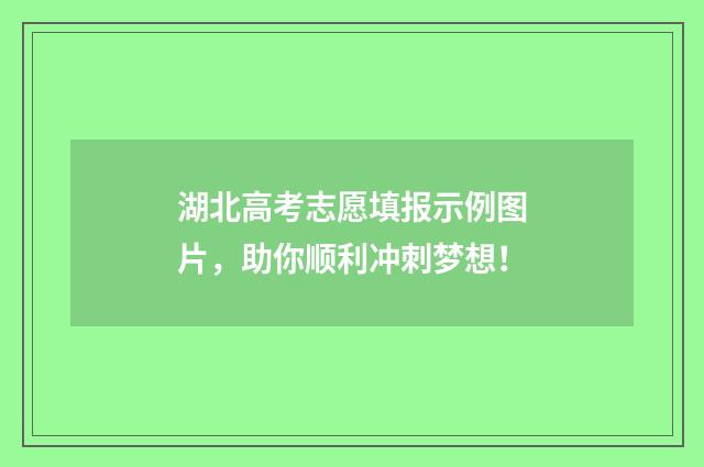 湖北高考志愿填报示例图片，助你顺利冲刺梦想！