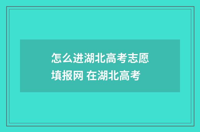 怎么进湖北高考志愿填报网 在湖北高考