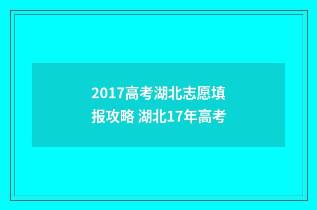 2017高考湖北志愿填报攻略 湖北17年高考