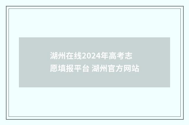 湖州在线2024年高考志愿填报平台 湖州官方网站