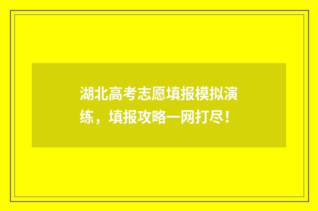 湖北高考志愿填报模拟演练，填报攻略一网打尽！