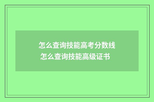 怎么查询技能高考分数线 怎么查询技能高级证书