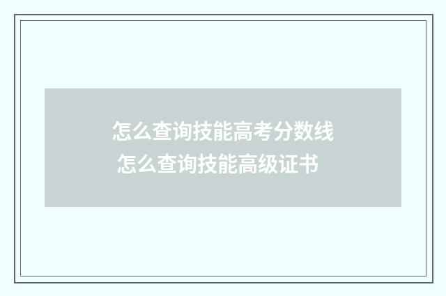 怎么查询技能高考分数线 怎么查询技能高级证书