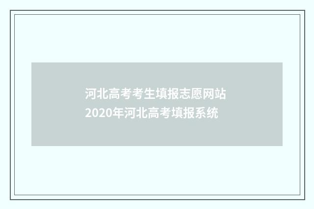 河北高考考生填报志愿网站 2020年河北高考填报系统