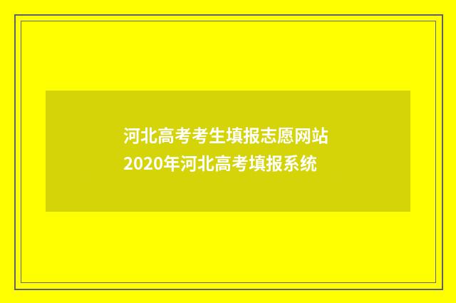 河北高考考生填报志愿网站 2020年河北高考填报系统