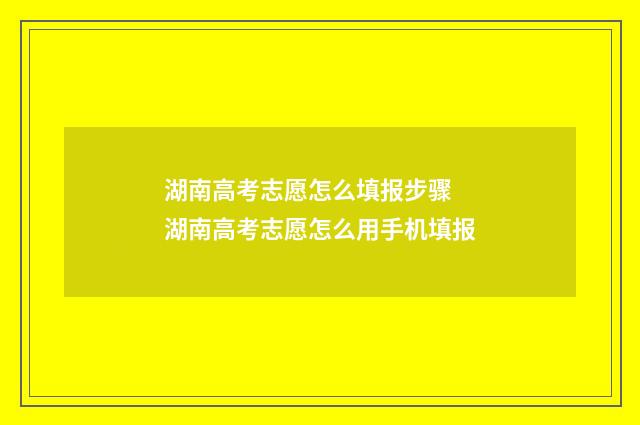 湖南高考志愿怎么填报步骤 湖南高考志愿怎么用手机填报