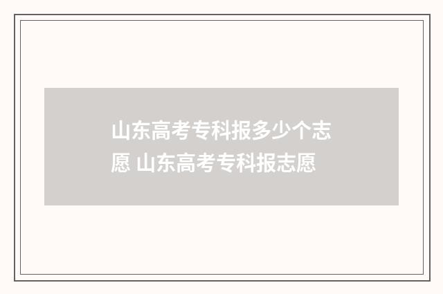 山东高考专科报多少个志愿 山东高考专科报志愿