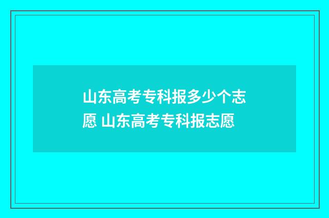 山东高考专科报多少个志愿 山东高考专科报志愿