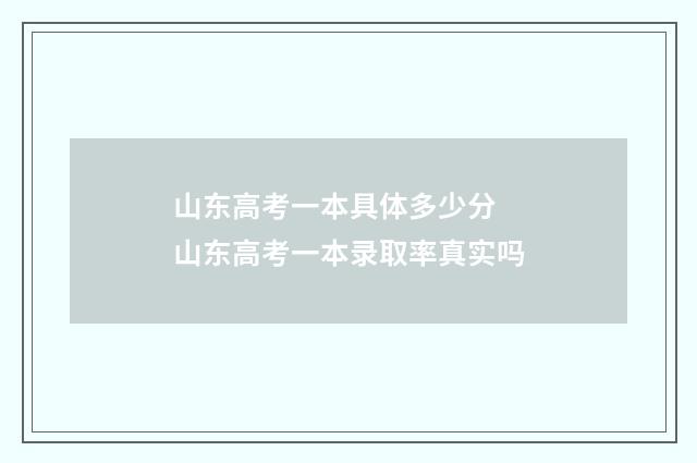 山东高考一本具体多少分 山东高考一本录取率真实吗