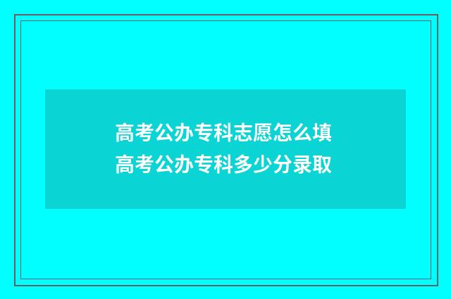高考公办专科志愿怎么填 高考公办专科多少分录取