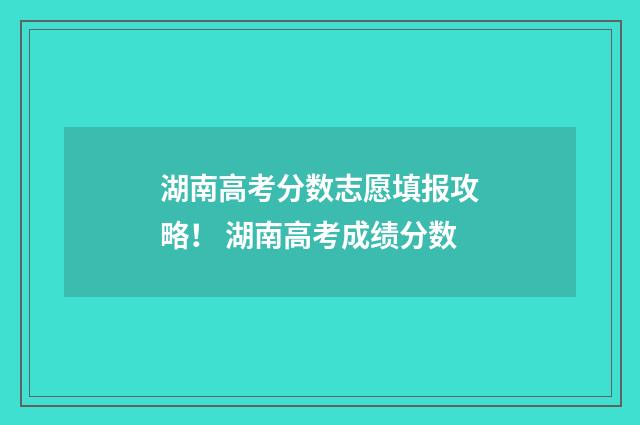 湖南高考分数志愿填报攻略！ 湖南高考成绩分数