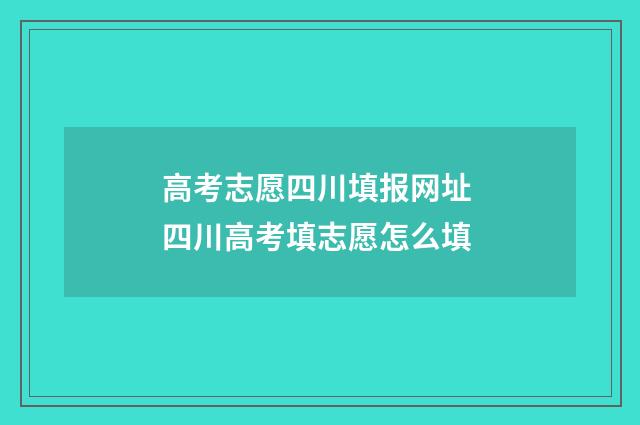 高考志愿四川填报网址 四川高考填志愿怎么填