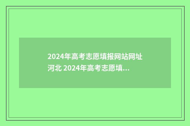 2024年高考志愿填报网站网址河北 2024年高考志愿填报卡