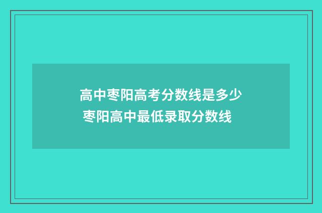 高中枣阳高考分数线是多少 枣阳高中最低录取分数线