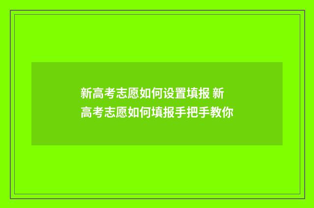 新高考志愿如何设置填报 新高考志愿如何填报手把手教你