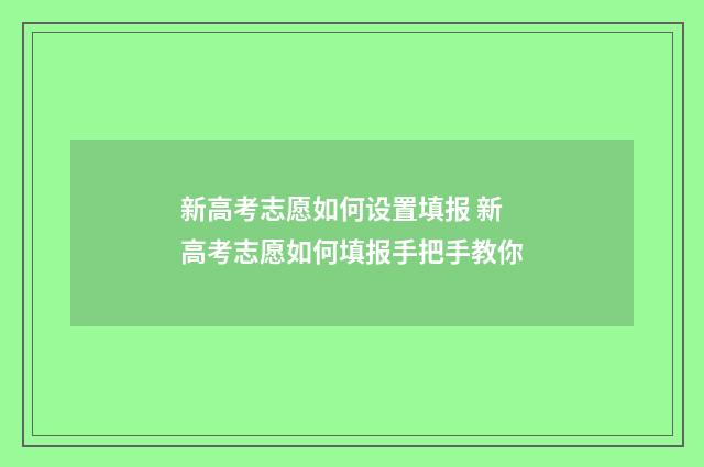 新高考志愿如何设置填报 新高考志愿如何填报手把手教你