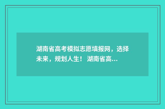 湖南省高考模拟志愿填报网，选择未来，规划人生！ 湖南省高考模拟志愿填报网站官网