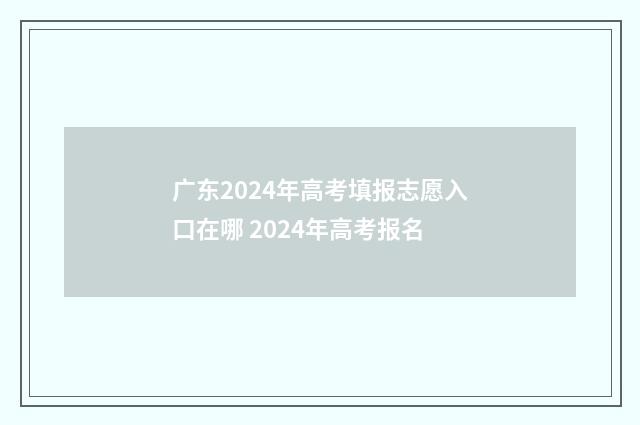广东2024年高考填报志愿入口在哪 2024年高考报名