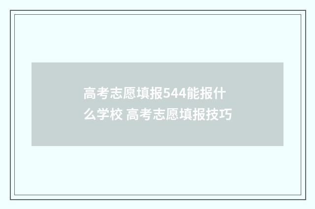 高考志愿填报544能报什么学校 高考志愿填报技巧