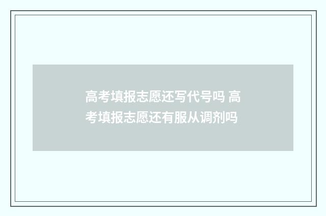 高考填报志愿还写代号吗 高考填报志愿还有服从调剂吗