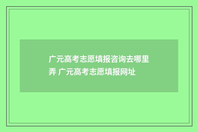 广元高考志愿填报咨询去哪里弄 广元高考志愿填报网址
