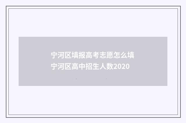 宁河区填报高考志愿怎么填 宁河区高中招生人数2020