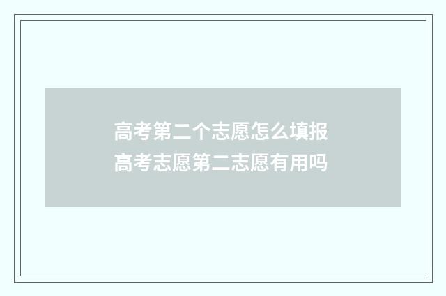 高考第二个志愿怎么填报 高考志愿第二志愿有用吗