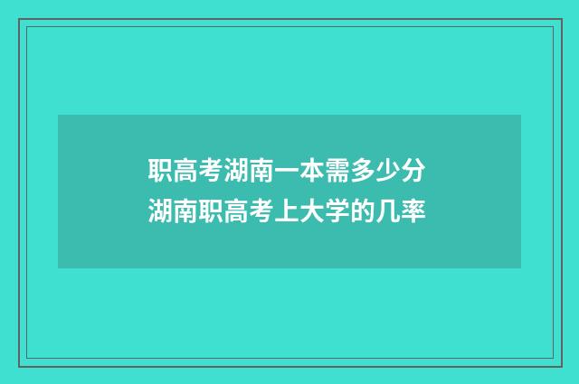 职高考湖南一本需多少分 湖南职高考上大学的几率