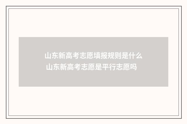 山东新高考志愿填报规则是什么 山东新高考志愿是平行志愿吗